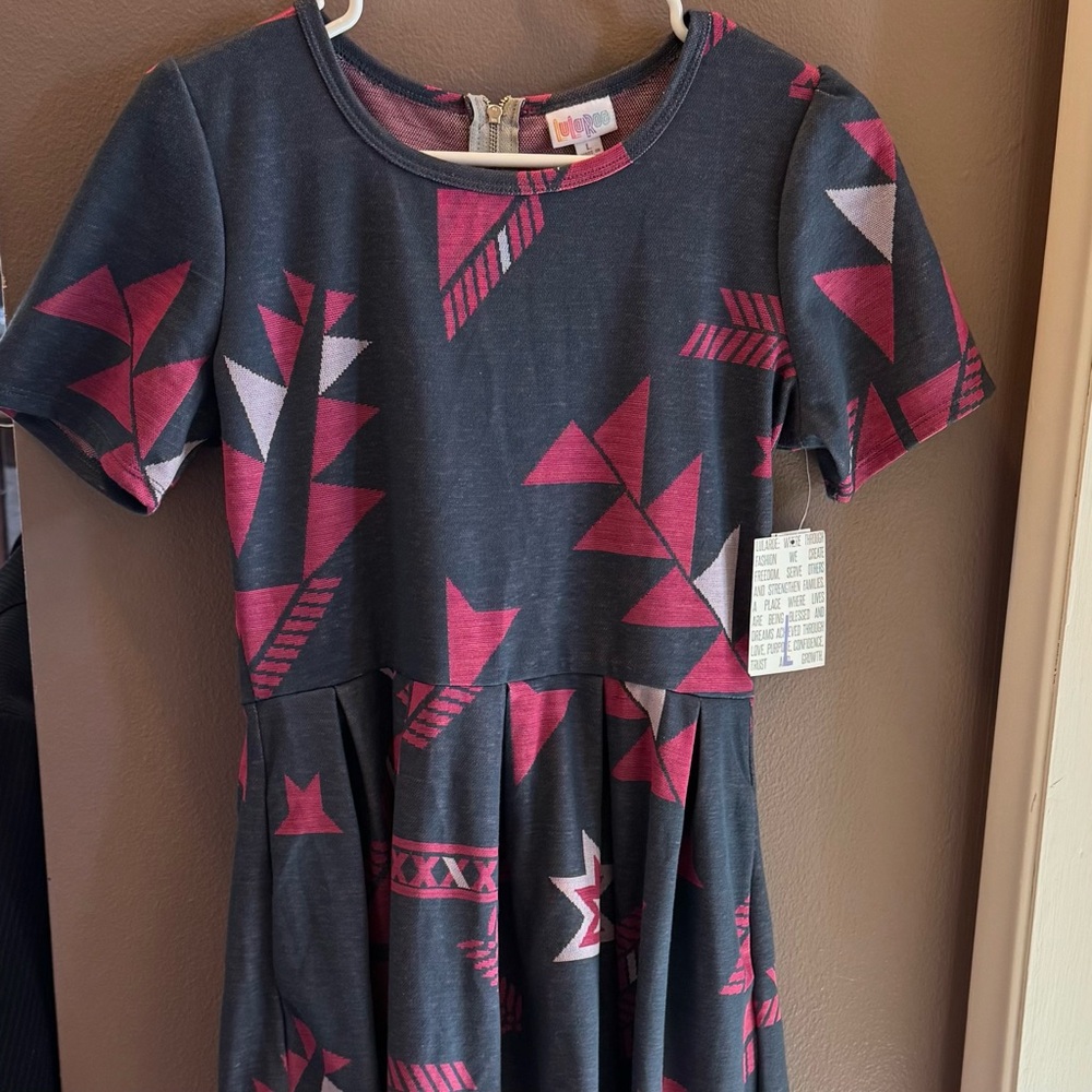 LuLaRoe Blue‎ and Gray Fit and Flare Casual Dress
